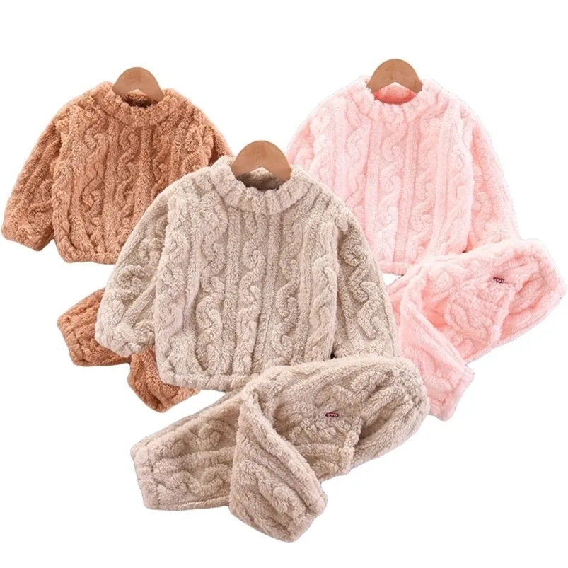 Kleidungssets Kleidungsset Plüsch Pullover Hosen 2 Stück für Mädchen Jungen Outfit Baumwolle Dicke warme Kostüm Winter Kinder Kleidung Anzug 1-4Y 221007