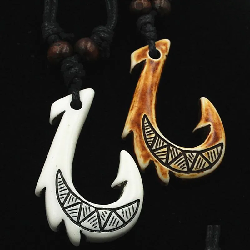 Pendant Necklaces Tribal Resin Moon Hook Shape Choker Pendant Necklace Charm Jewelry Black Rope Gift Decor Drop Delivery 2021 Necklac Dhsd4