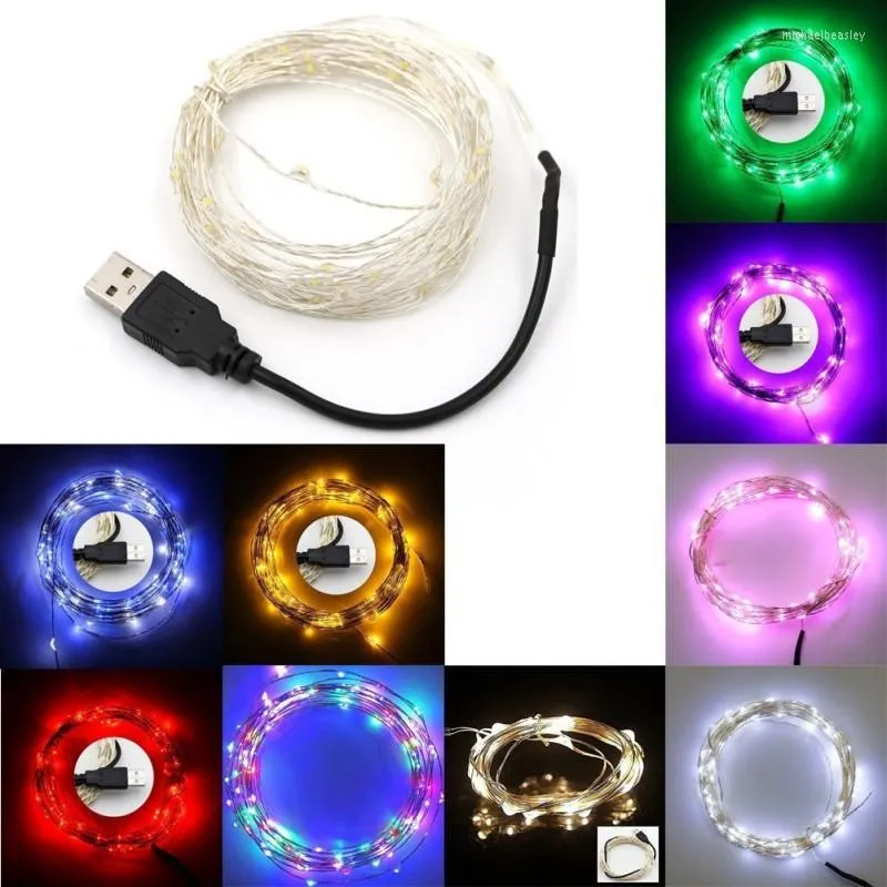 Cuerdas impermeables 10M 100LED USB alambre de cobre cadena luz vacaciones Hada para fiesta de Navidad boda sala de estar decoración del hogar 20 piezas