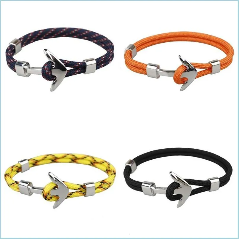 Lien chaîne mode hommes et femmes à la main Sier Anchor Bracelet Colorf tissé Paracord Drop Livraison 2021 Bracelets de bijoux Lulubaby Dhmob