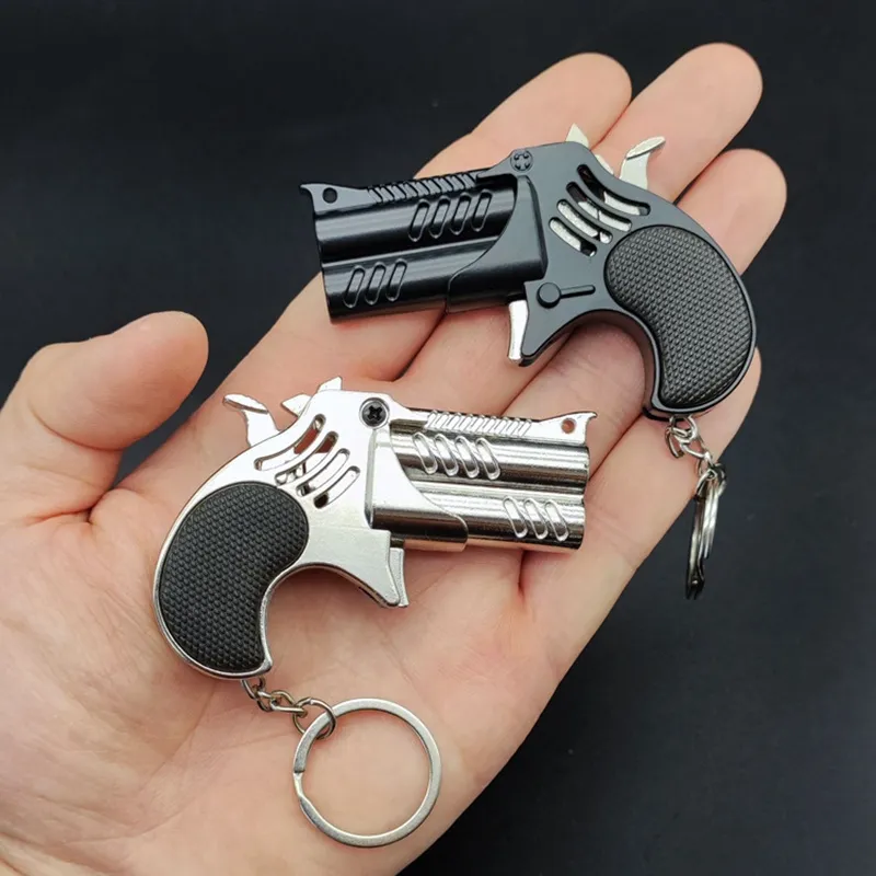 Metal Mini Key Ring Ring Band Gun Gun's Gift Toy Six Sprsts of Rubbers Toys Pistol Puns 1161