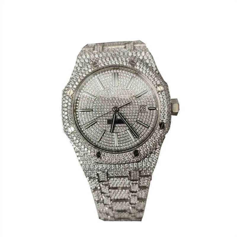 Glacé de luxe mode cadran bracelet de montre lunette Vvs Moissanite hommes femmes diamant vente produits VFG5