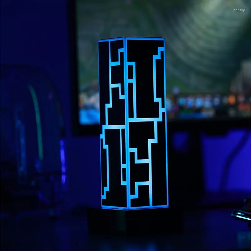 테이블 램프 멀티 컬러 큐브 스탠딩 야간 램프 식당 사무실 RGB 조명 원격 제어 LED 데스크 화려한 게임