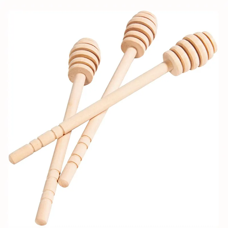 16 cm/6.3in en bois miel Dipper vaisselle nid d'abeille bâton miel cuillères agitateur cadeaux de fête de mariage KDJK2210