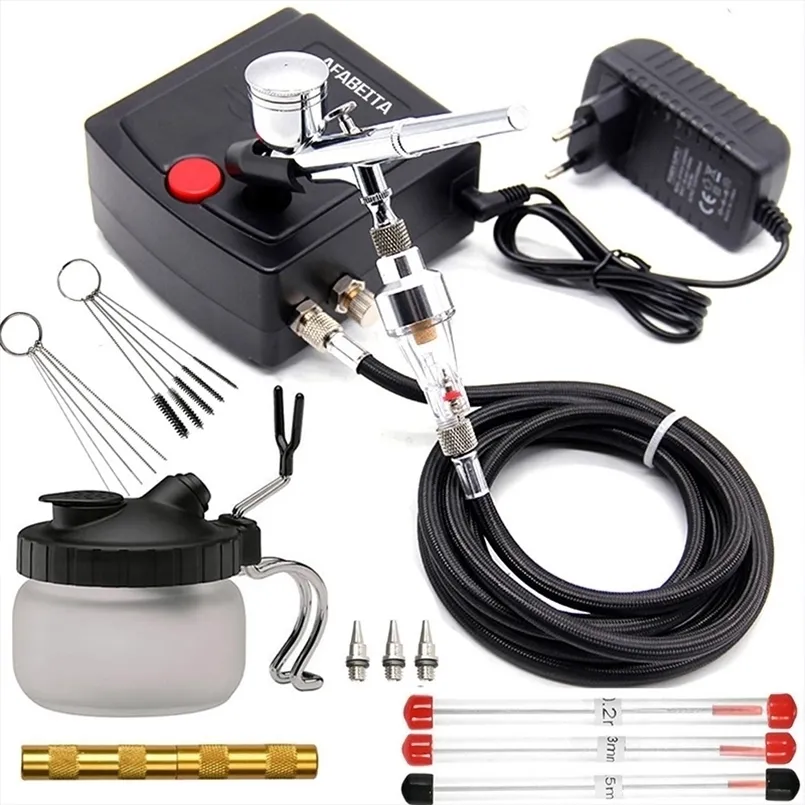 Spray Guns Dual Action Airbrush Air Compressor Kit With 0.3mm Nozzle Gun Painting Set For Manicure Craft Cake Brush 221007