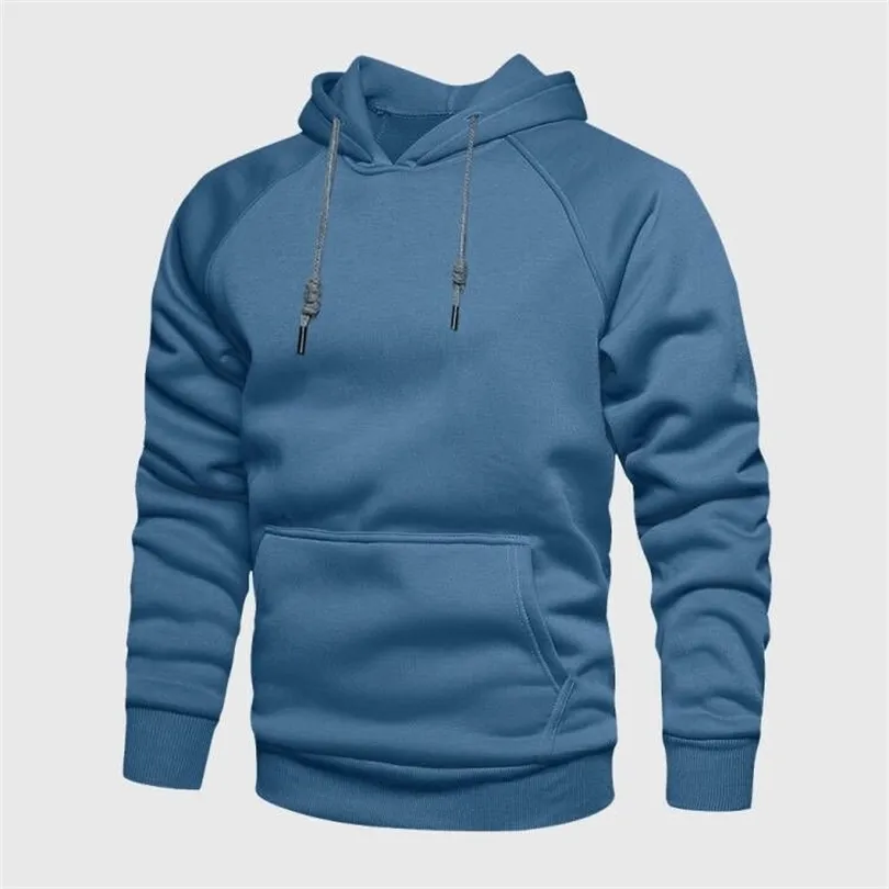Mens Hoodies Sweatshirts Winter Fashion Thick Fleece Hip Hop Långärmning Pullover Male Autumn Solid Color Clothes 221007