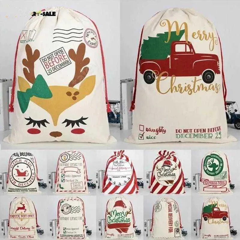 Weihnachtsmann-Säcke, Segeltuch-Baumwolltaschen, große, schwere Geschenktüten mit Kordelzug, Motivauswahl möglich, 500 Stück DAT496