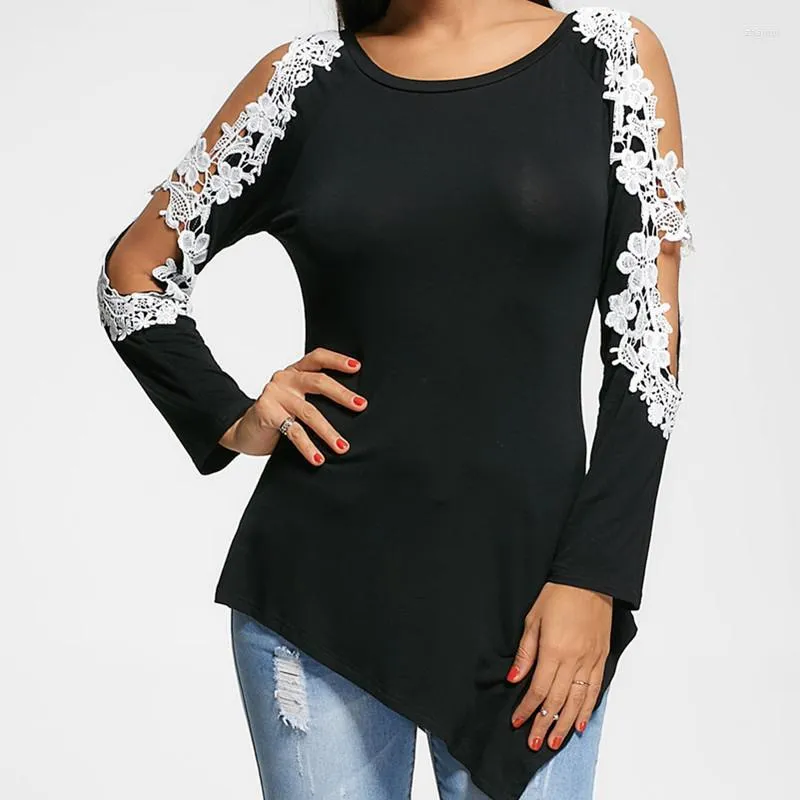 Blusas de mujer, camisas de mujer 2022, blusa de punto con cuello alto, blusas sexis para mujer, camisa de punto con hombros descubiertos, camisa larga negra sólida