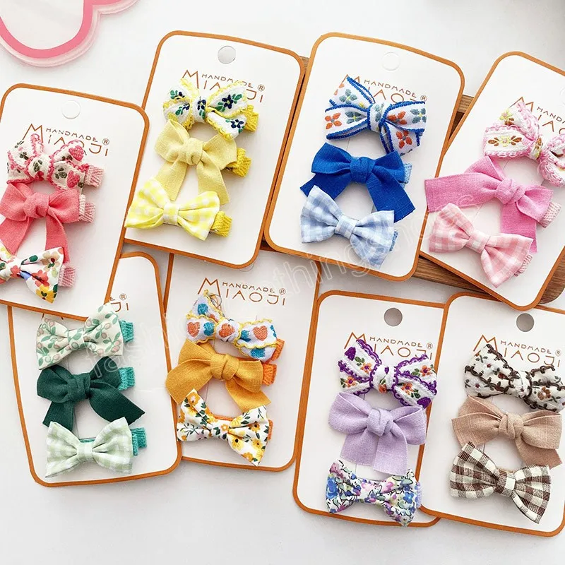 3 Teile/satz Gitter Blume Mädchen Haarnadel Bunte Stickerei Bogen Infant Kleinkind Haar Clips Barretees Kinder Baby Haar Zubehör