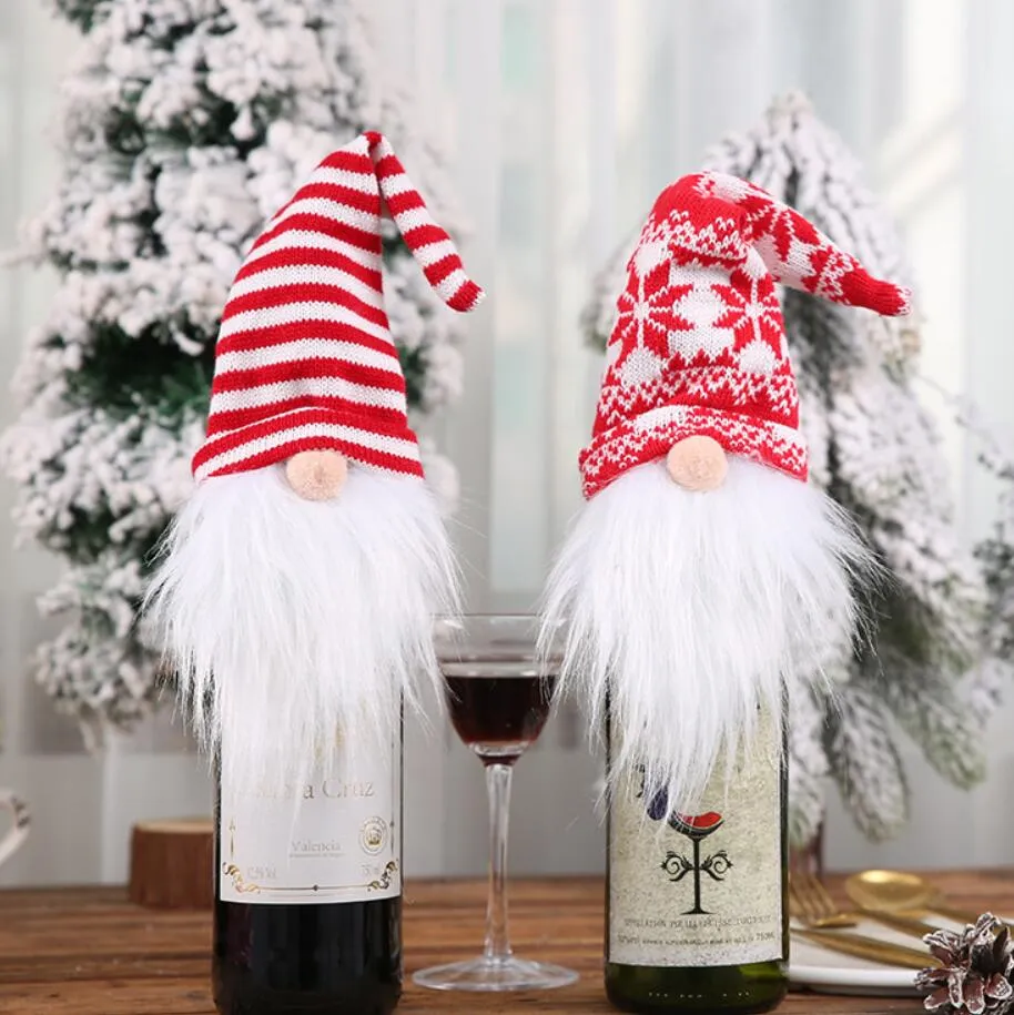 Décorations de noël pour la maison, couvercle de bouteille de vin, bonhomme de neige, porte-cadeaux, décor de noël, nouvel an