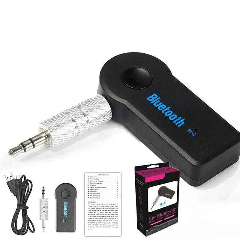 Bluetooth -sändare biladaptermottagare 3.5mm aux stereo trådlös USB mini ljudmusik för smart telefon mp3