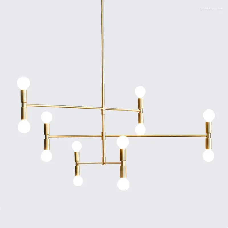 Candeliers Post Modern Black and Gold Branch Suspension Design de candidato a loft da sala de estar da sala de estar da moda nórdica Atomium