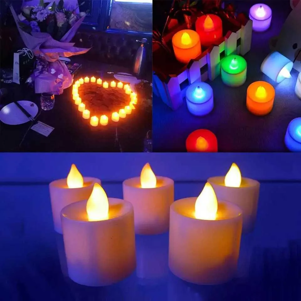 LED POMS Bright White Tea Lights Battery Operated LED Crystal Flicker Flamely Wedding Birthday Party Christmas Decoration