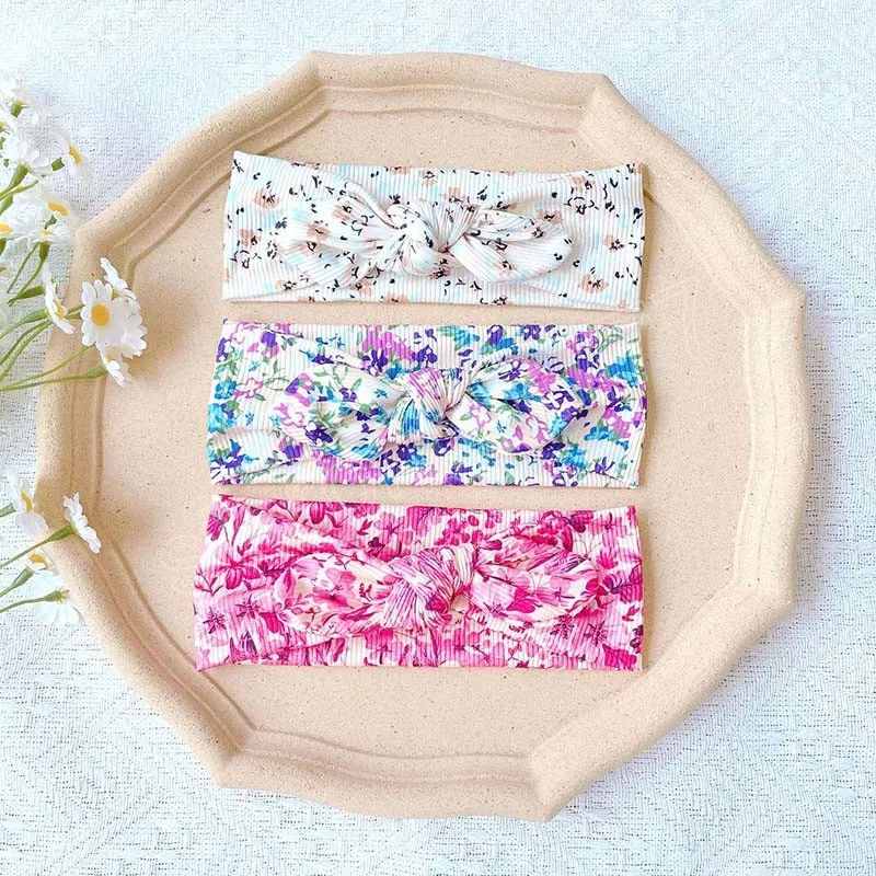 3 pièces/ensemble mignon treillis bébé bandeau pour filles fleur arcs infantile nouveau-né bandeau en Nylon doux élastique bébé cheveux accessoires