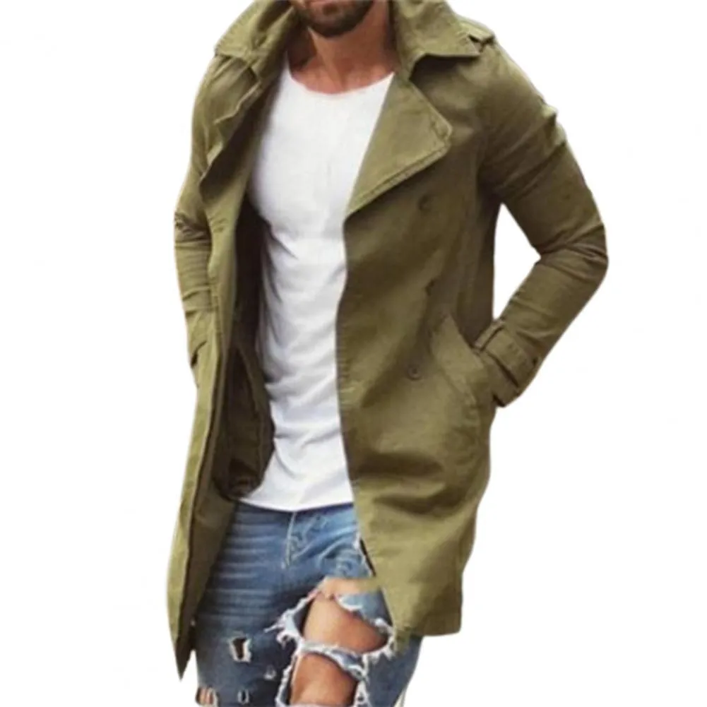 Trenchs pour hommes coupe-vent printemps automne Long manteau vêtements mi-longueur mince surdimensionné col rabattu mode décontracté mâle veste 221007