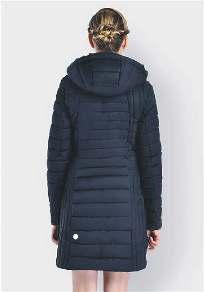 Kadın yoga pamuk aşağı kapüşonlu ceket kıyafeti düz renkli puffer ceket spor uzun stil kış dış giyim sıcak tutmak