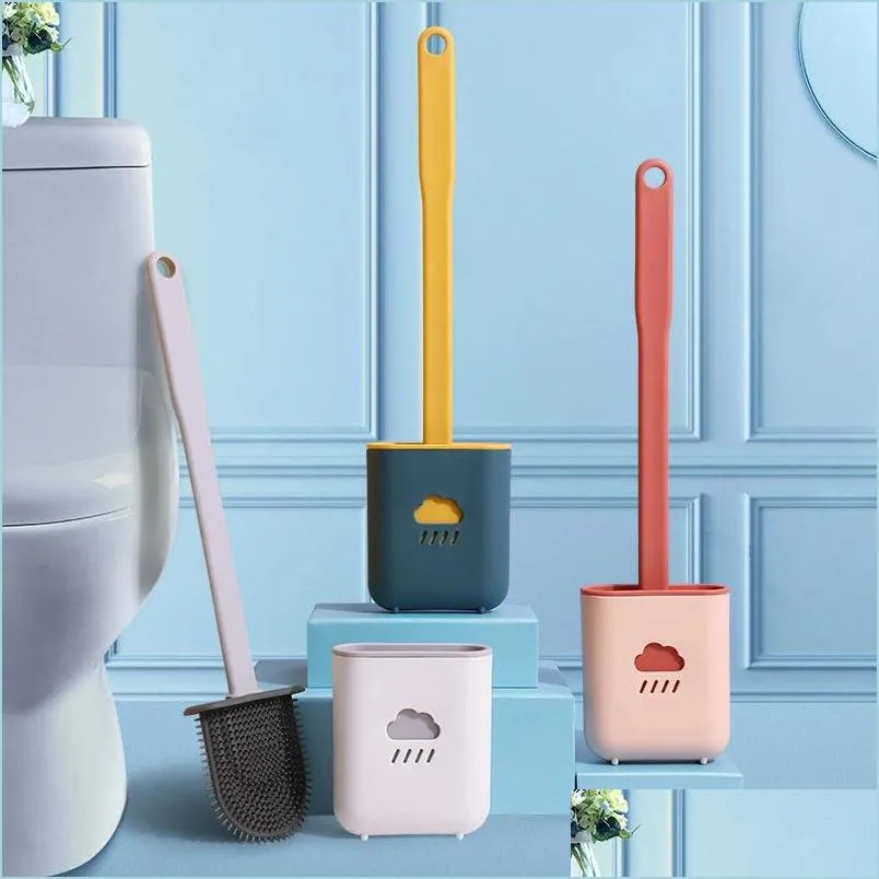 Vacuümonderdelen accessoires Sile toiletborstel WC reinigingsmiddel met houder platte kop flexibele zachte borstelharen badkamer accessoire gap druppel deliv dhkiz