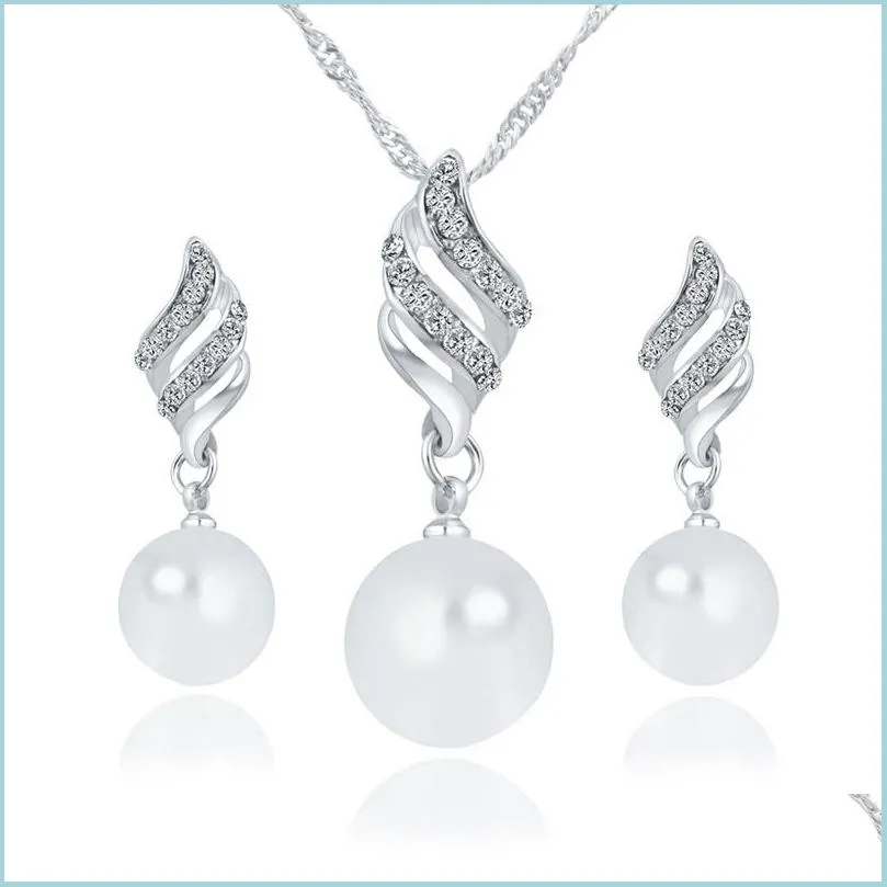 Boucles d'oreilles Collier En Gros Perles Collier Boucle D'oreille Ensembles De Bijoux Pour La Fête De Fiançailles De Mariage Spirale Diamant Pendentif Boucles D'oreilles Chine Dhurc