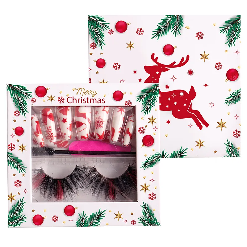 Kerstmake -upsets Dikke lange wimpers nertsen en nagels langdurige wimpers pack make -up kits