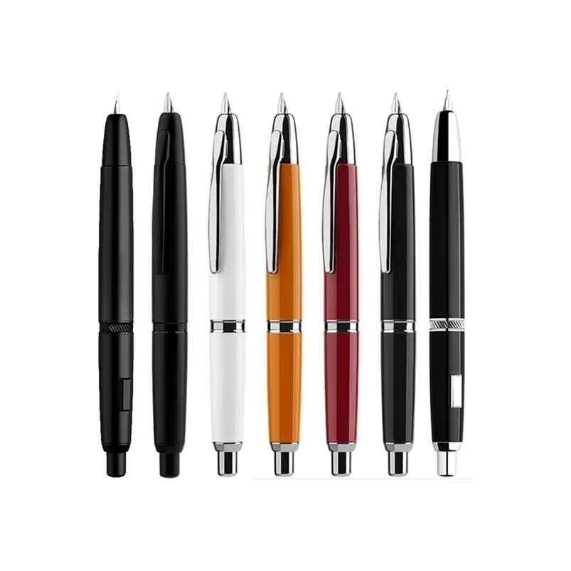 Stylos à plume MAJOHN A1 Press rétractable Fine Nib 0.4mm métal mat encre noire avec convertisseur pour l'écriture 221007