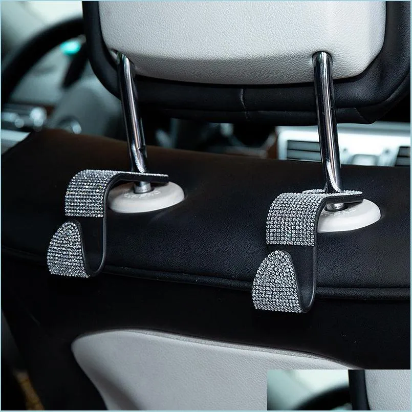 Other Household Sundries Car Hook Diamond-Encrusted Seat Back Decorative Mti-Functional Den Drop Delivery 2021 Home Garden Household Dhmi7