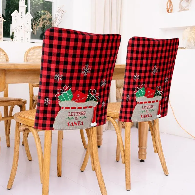 Chair Covers Envelope Printed Cover Dining Room Christmas Back Cushion Holiday Party Decoration Kitchen Ornaments