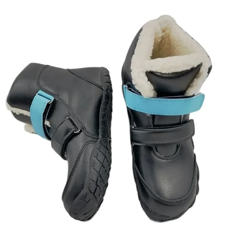 Сапоги Zzfaber детская обувь детей босиком зимние мягкие кожаные плюшевые снежные ботинки для девочек -мальчики Дети гибкие теплое открытие 221007