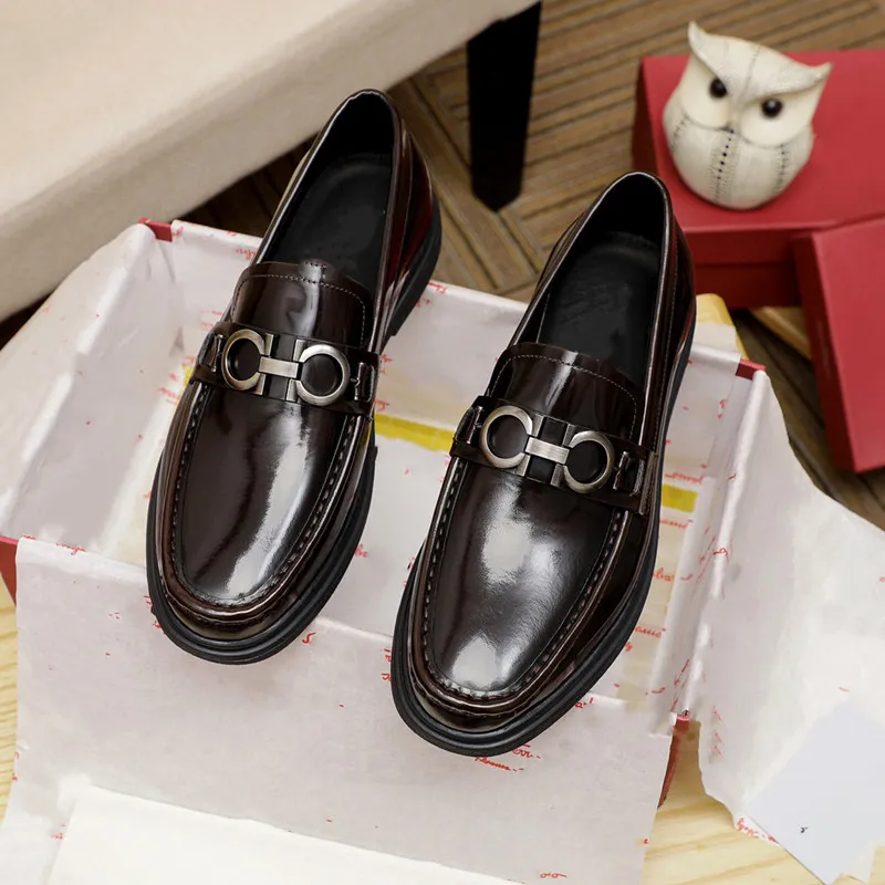 Mens Genuine Leather Black Formal Slip-On Oxfords with  display picture 2