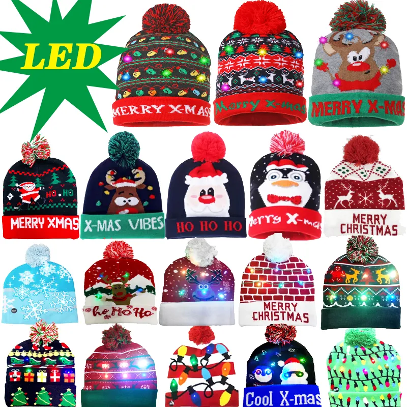 Новый стиль светодиодный рождественский шляпа Beanie Light Up освещает теплую шап