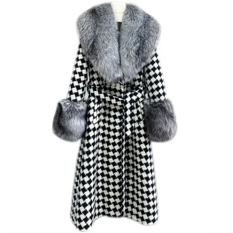Kvinnors ull blandar överrock kvinnlig kappa päls krage casual ulljacka vinter temperament mode högkvalitet nbh656 221007