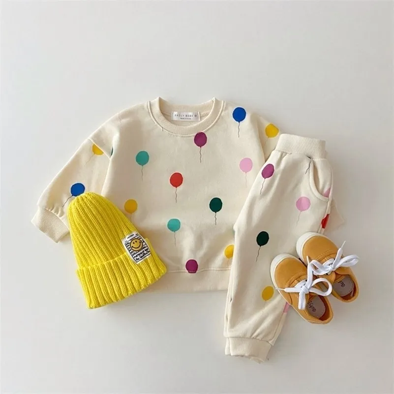 Kleidung Sets Herbst -Säuglinge süße bunte Ballon Sweatshirt Outfits Baby Girls Cotton Casual Kleid 0 3y 221007