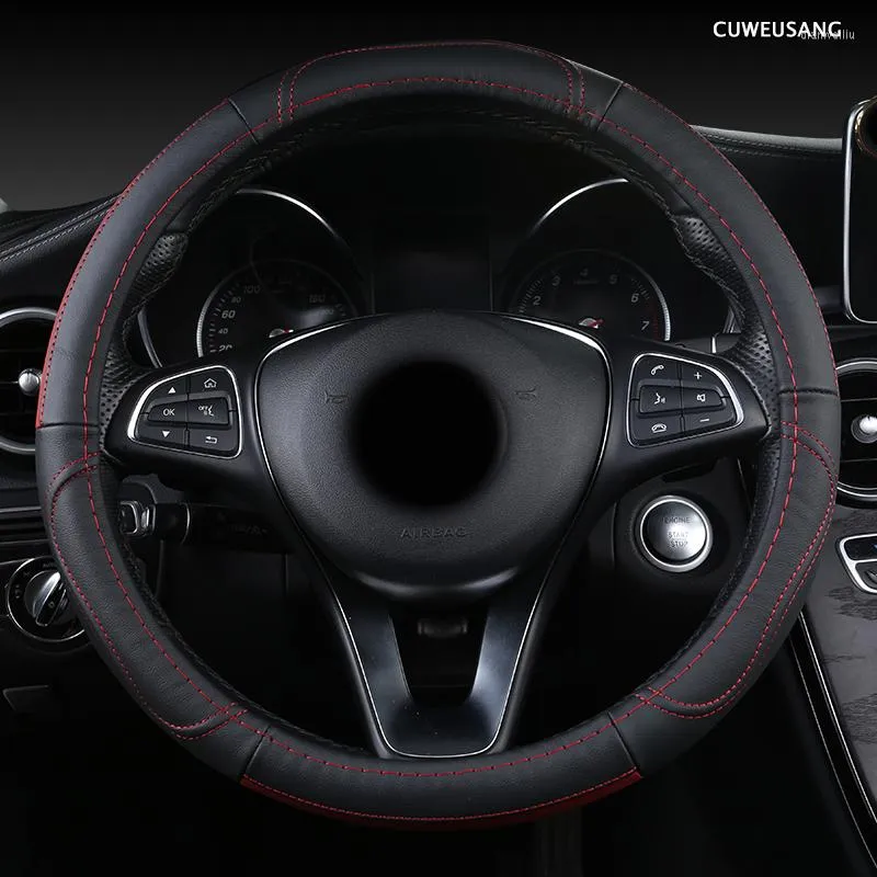 Steering Wheel Covers CUWEUSANG Leather Car Cover For Infinitis Q30 Q50