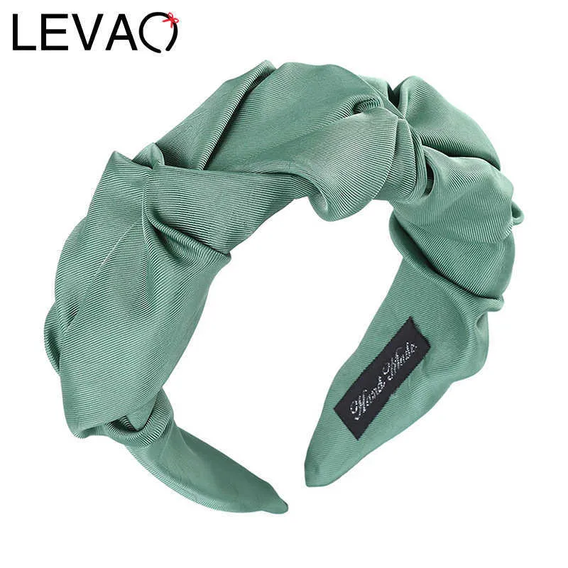 Bandeaux LEVAO plissé couleur unie bandeau Satin lunette nouveau Turban pour femmes large taille bandeaux filles accessoires cheveux cerceau cheveux bijoux T221007