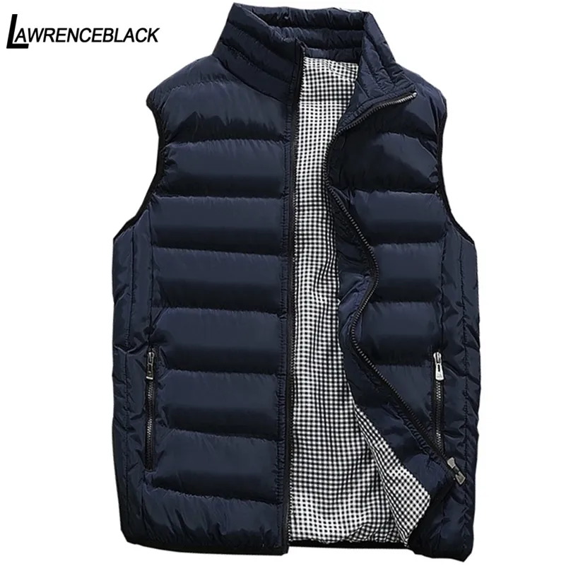 Men's Vests Mens Jacket Sleeveless Winter Fashion Casual Slim Coat Brand Clothing Cotton-Padded Men Waistcoat Big Size 221008