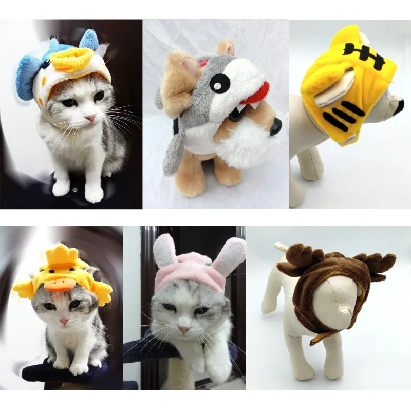 Party Cat Dog Apparel Headwear Cats Small Dogs Party Costume Accessory Bunny Ear Tiger Frog Duck Shaped