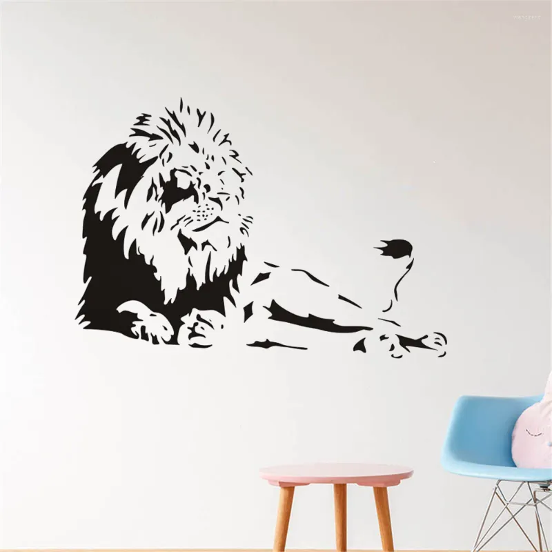 Adesivos de parede Lion Animal Home Decor Room de estar criativa Mural Apliques Removível de desenho animado adesivo