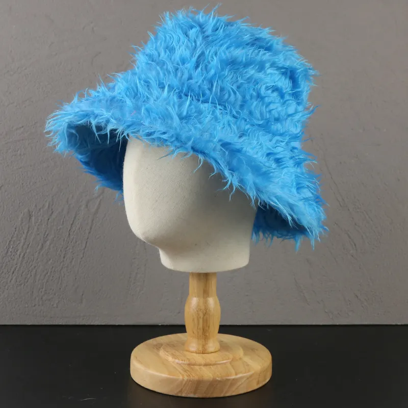 Wide Brim Bucket Hat Winter Faux Fur Bucket Hat for Men 