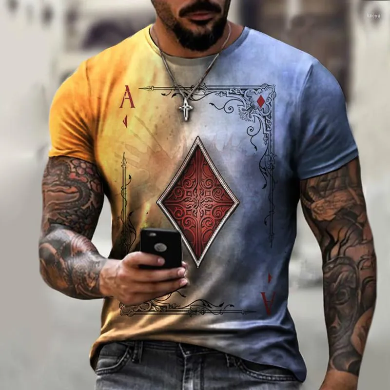 T-shirts pour hommes 3D imprimé lâche Streetwear Hip Hop hommes treillis carré Poker une mode grande taille à manches courtes top t-shirts