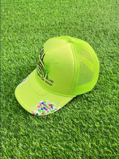 Modeontwerper Fluorescerend Groen Ball Caps Casual Brief Gebogen Rand Baseball Cap Mode Letters Graffiti Hat2521