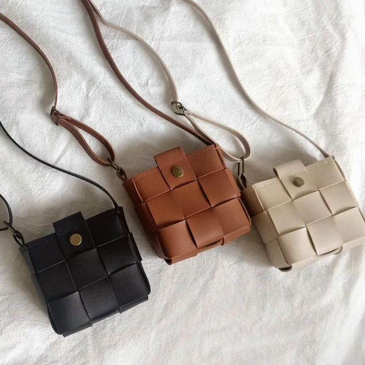 Akşam çantaları moda çocuk kızlar küçük omuz çantası para çanta kadınlar için kadın seyahat crossbody örgü mini pu deri