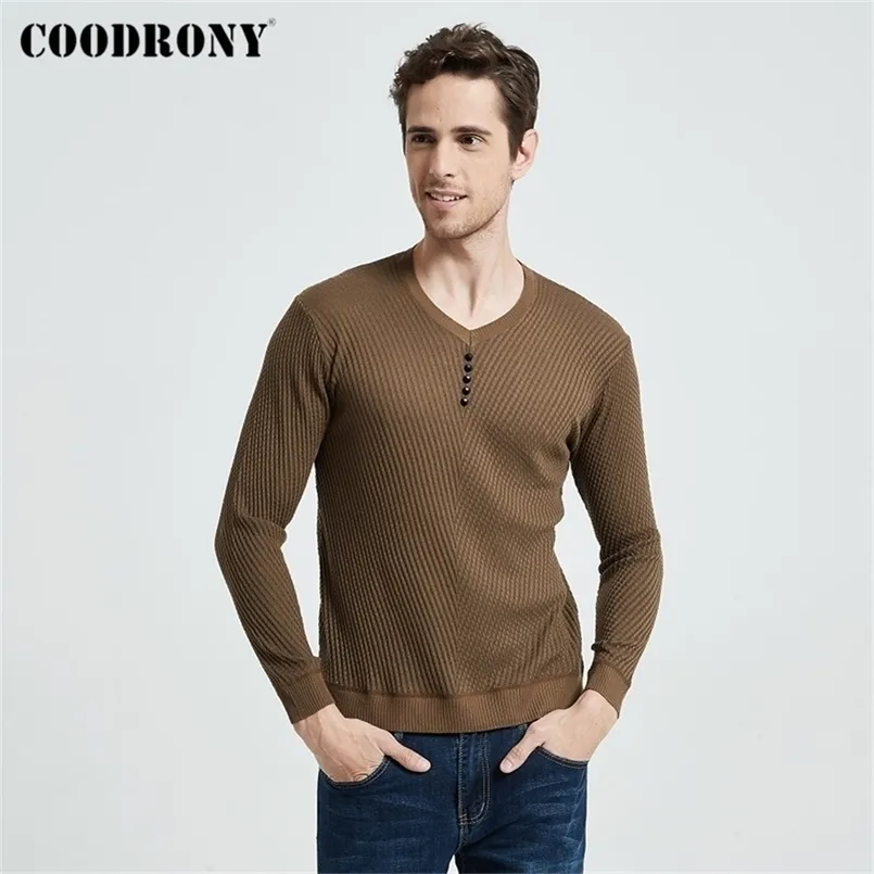 Men's Sweaters COODRONY Brand Sweater Men Casual Button V-Neck Pullover Shirt Spring Autumn Slim Fit Long Sleeve Knitted Soft Cotton Pull Homme 221007