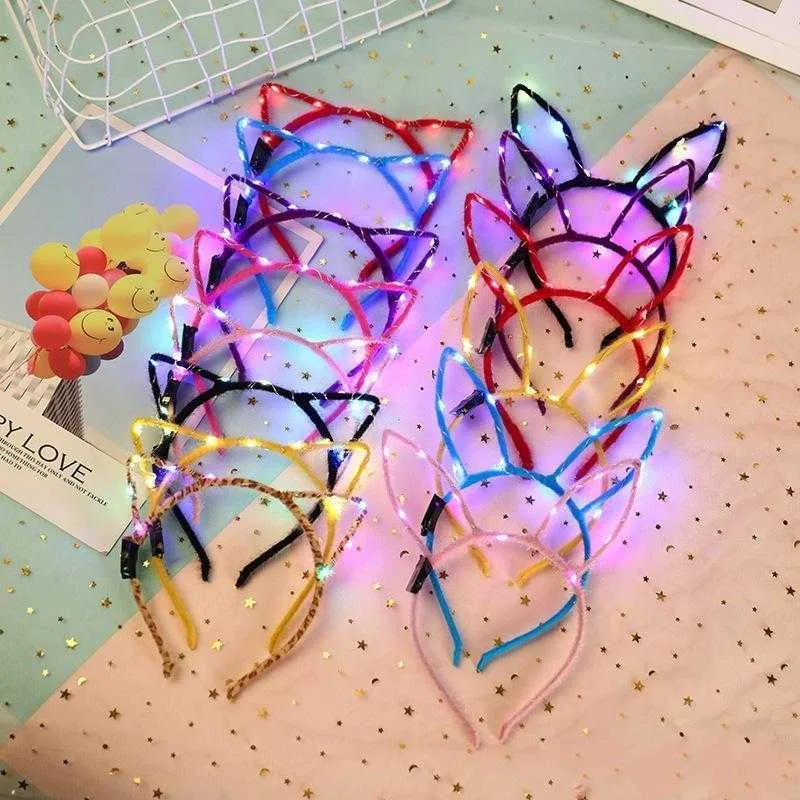 LED RAVE TOY Creative Cartoon LED GLOWERAL CAT ORDS FEASTIVAL PARTIVAL GIRL GIRL FLAGHING HEAD HEAD HALDEEN HALWEEN XMAS HOMTS