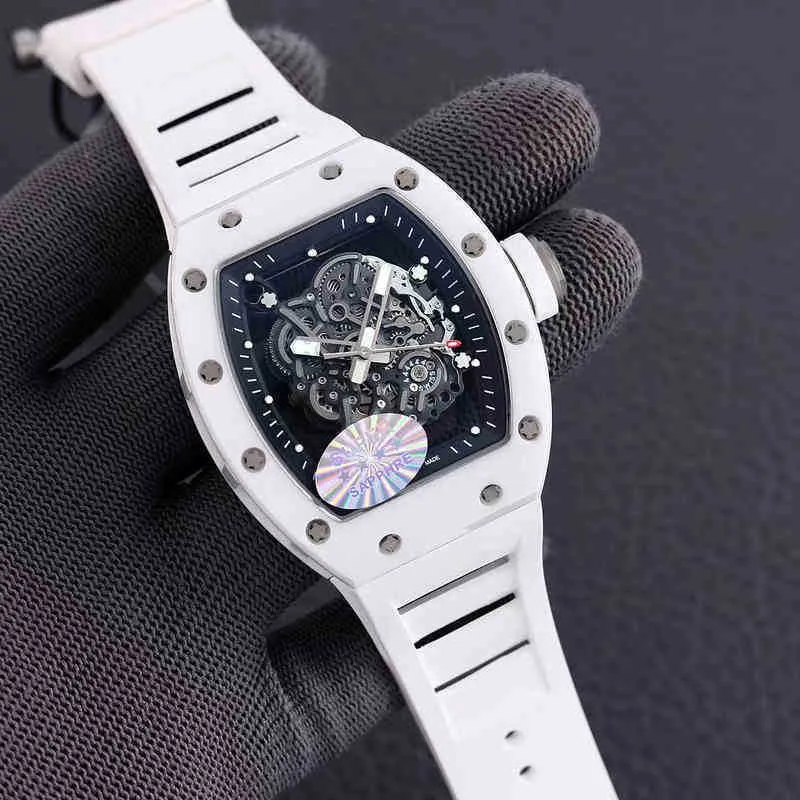 2022 Richa Milles Mens Automatic Automatic Mechanical Watch White Ceramic Hollow Technology Luminous Tape Fashion SB4O V38N R7PZ