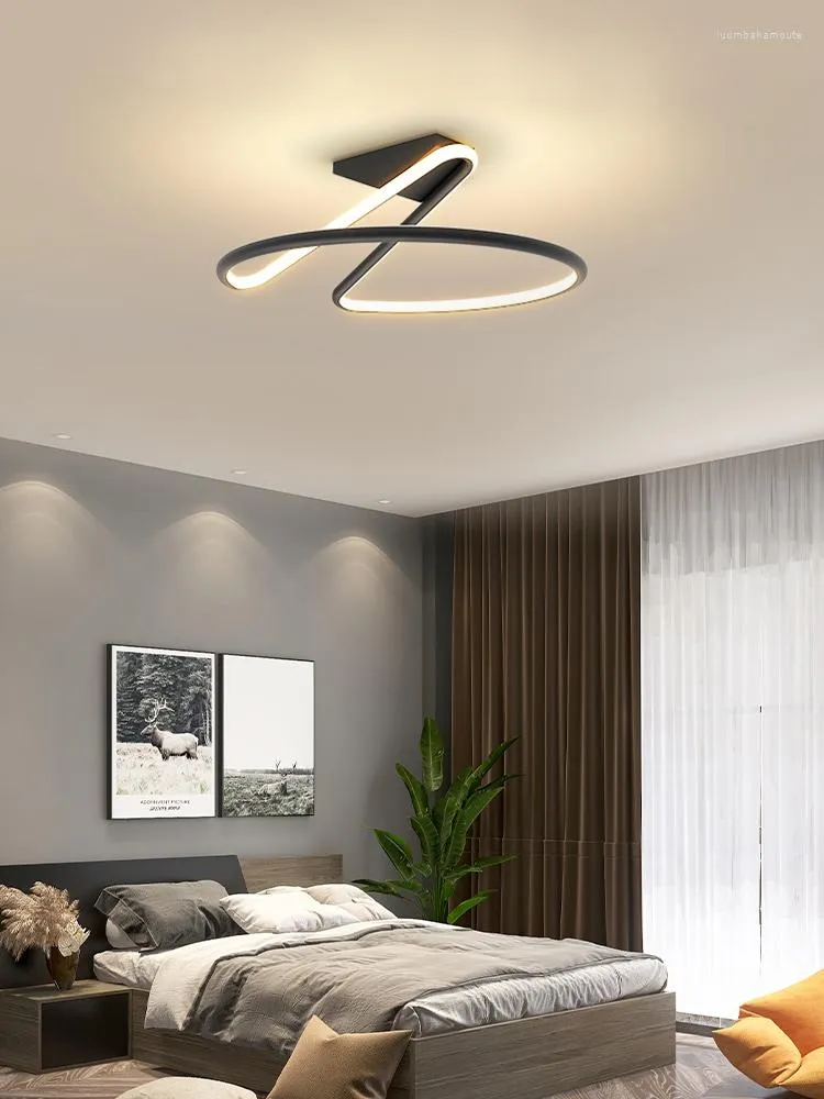 Lustres Moderne Minimaliste Led Lustre 2022 Couloir Allée Chambre Noir Blanc Plafond Suspension Lampe En Aluminium Ligne Cuisine Éclairage