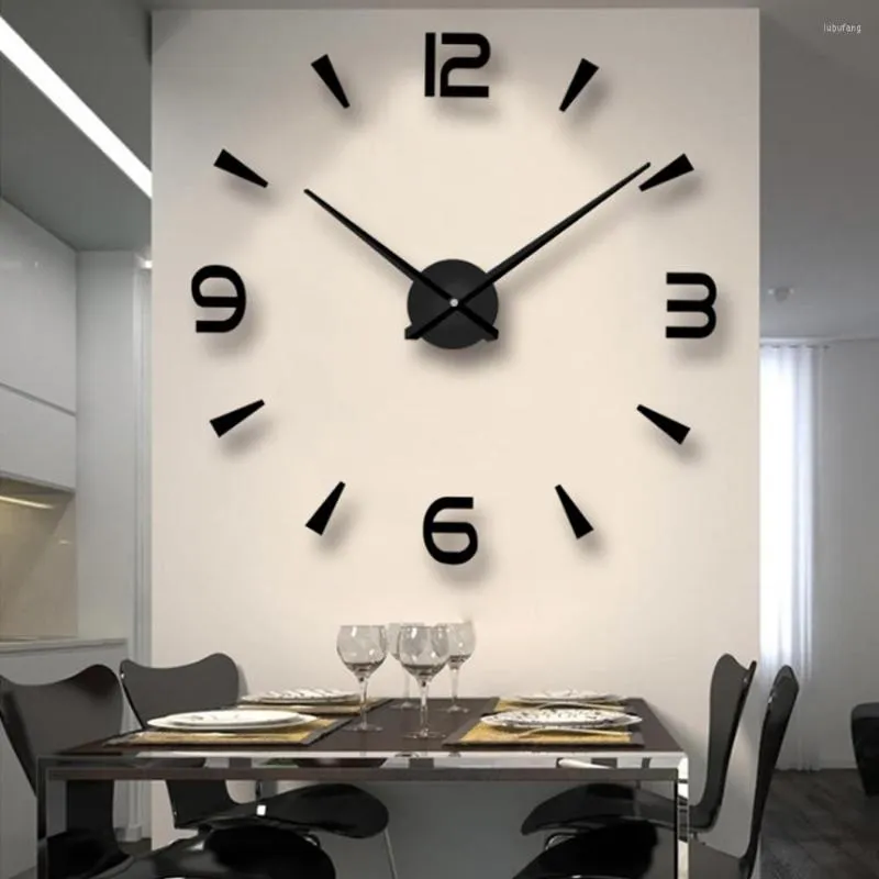 Relógios de parede relógio Design moderno decoração em casa 3d Diy grande e criativo acrílico espelho adesivos de estar relloj de pared