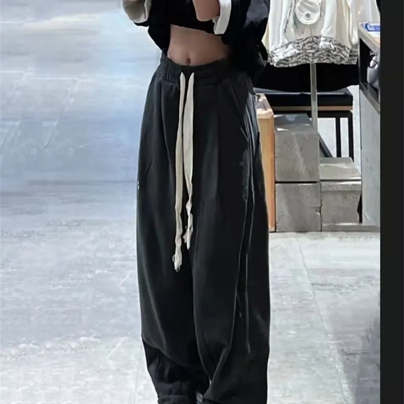 Pantaloni da donna Capris HOUZHOU Harajuku Pantaloni a gamba larga Donna Baggy Hippie Pantaloni da jogging alla moda coreana Pantaloni sportivi Streetwear Pantaloni da donna allentati 221007
