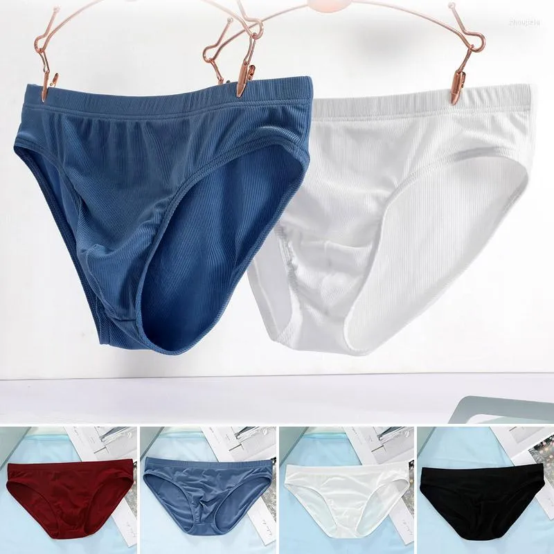 Underpants Men's Brief Underwear Men Summer Breathable Quick Dry Ice Silk Panties Briefs Shorts Solid Color Low-Rise Male