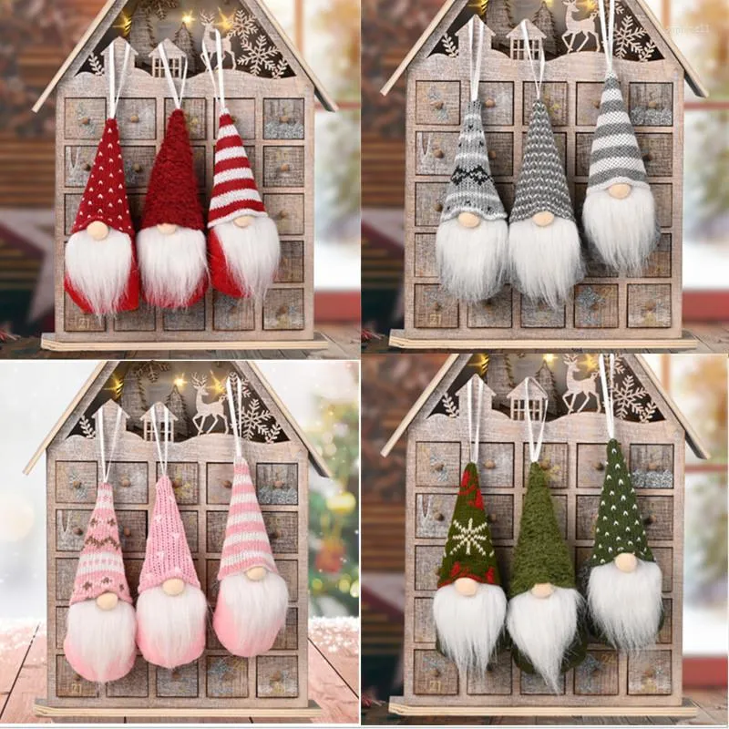 Decoraciones navideñas 3pcs bosque viejo hombre mini muñeco colgante de árboles de Navidad decoración de Navidad para niños gnome niños 2024 años regalos