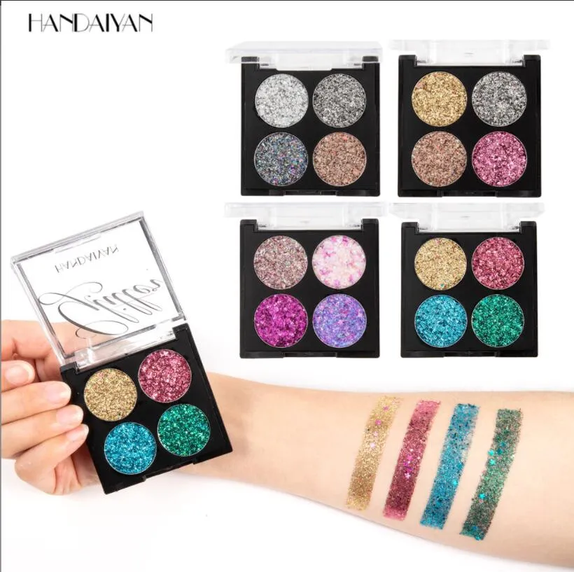 4-Colors Glitter Eyeshadow Palette Ultra Pigmented Makeup Eyeshadow Powder with 3D Finish Long Lasting & Waterproof