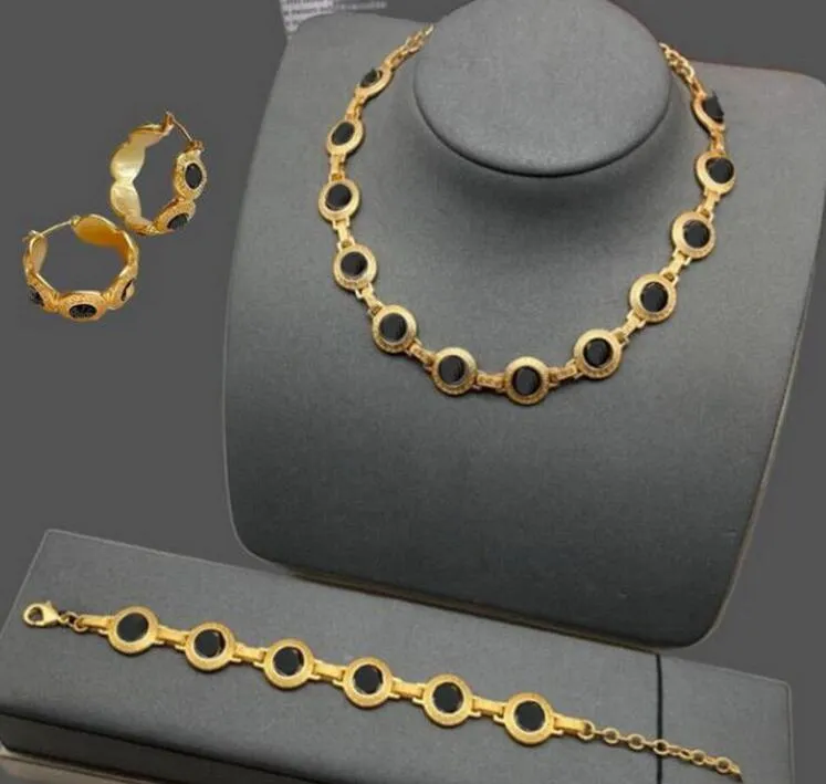 Designer Black Resin Necklaces Bracelet Earring Rings Set Banshee Medusa Head Portrait Gold Plated Women's Birthday Festive Party